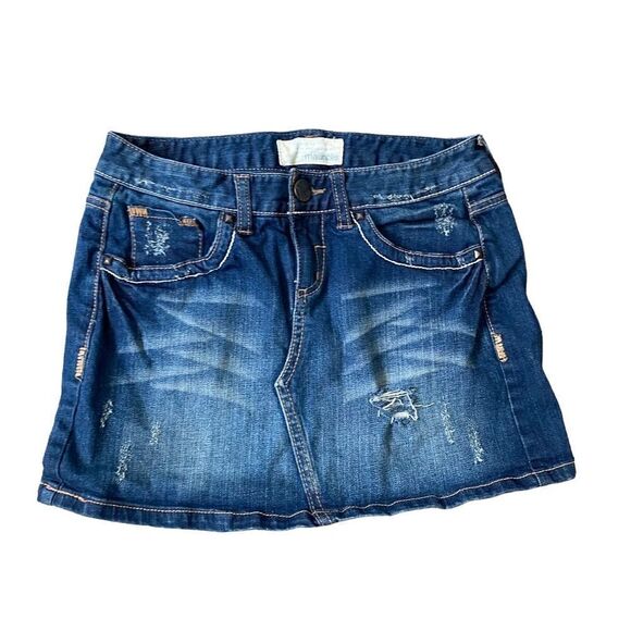 Maurices Denim Mini Skirt Distressed Ripped Y2K 2 - Picture 1 of 10